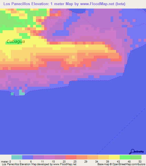 Los Panecillos,Venezuela Elevation Map