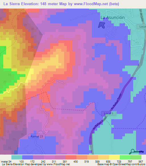 La Sierra,Venezuela Elevation Map