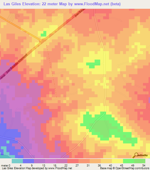 Las Giles,Venezuela Elevation Map