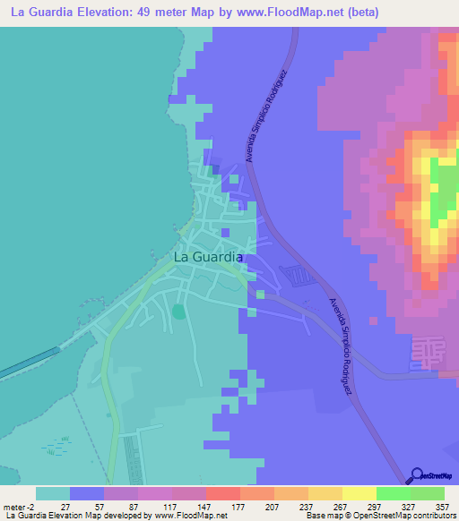 La Guardia,Venezuela Elevation Map