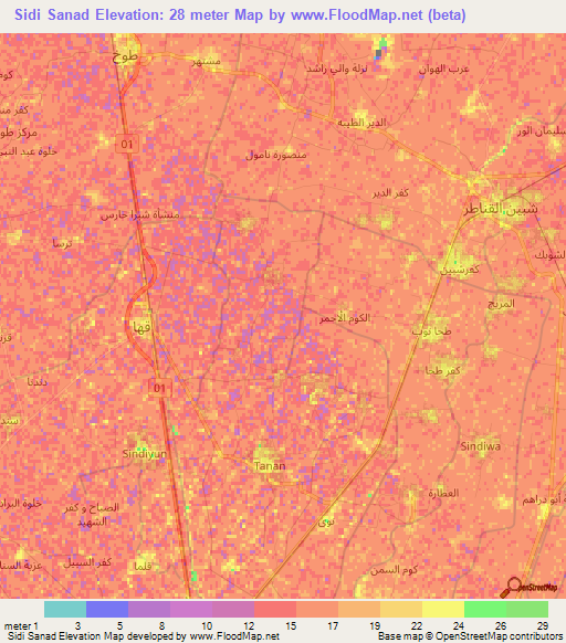 Sidi Sanad,Egypt Elevation Map