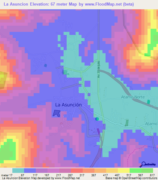 La Asuncion,Venezuela Elevation Map