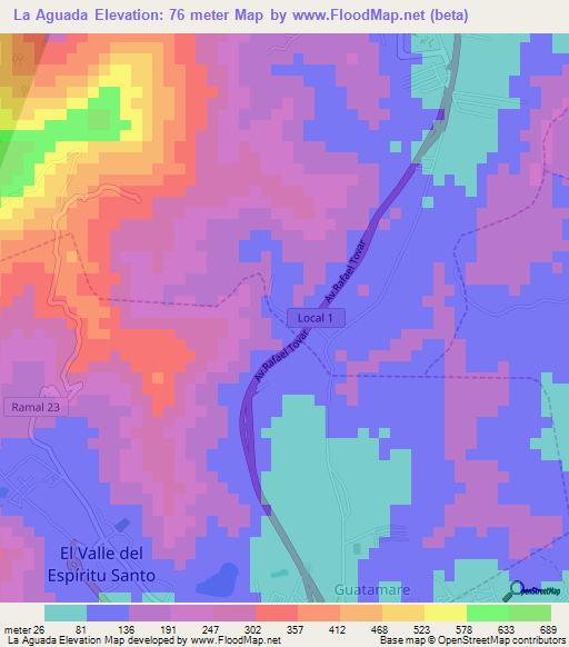 La Aguada,Venezuela Elevation Map