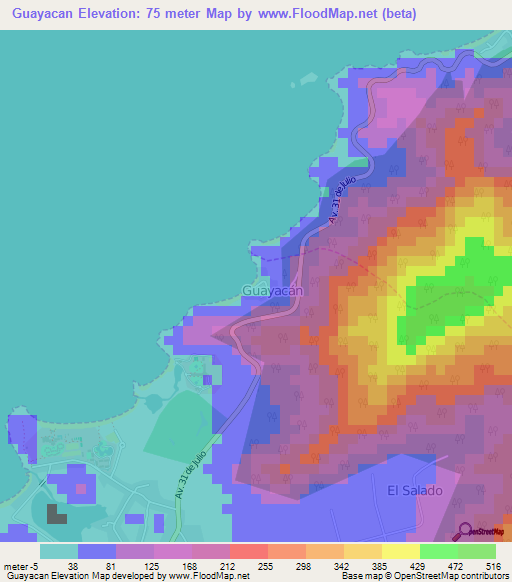 Guayacan,Venezuela Elevation Map