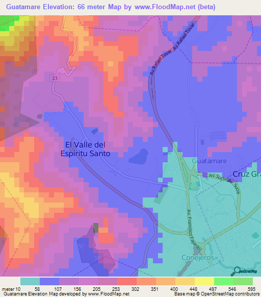 Guatamare,Venezuela Elevation Map