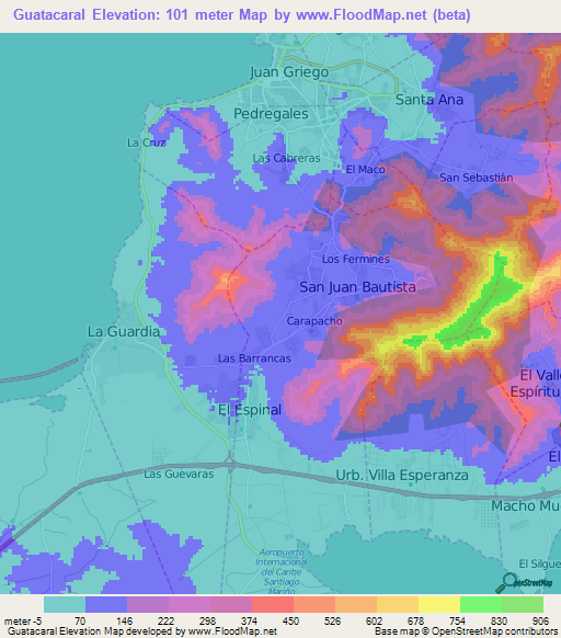 Guatacaral,Venezuela Elevation Map