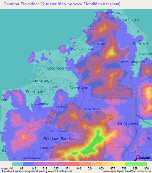 Gamboa,Venezuela Elevation Map