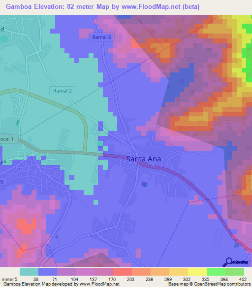 Gamboa,Venezuela Elevation Map