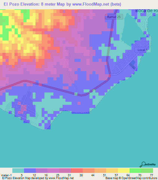 El Pozo,Venezuela Elevation Map