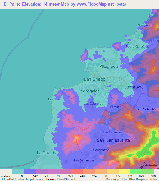 El Palito,Venezuela Elevation Map