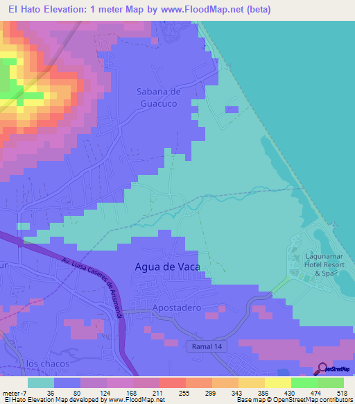 El Hato,Venezuela Elevation Map