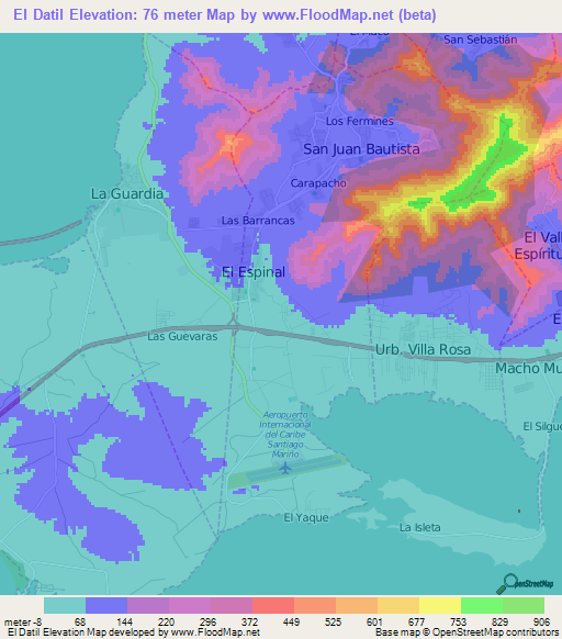 El Datil,Venezuela Elevation Map