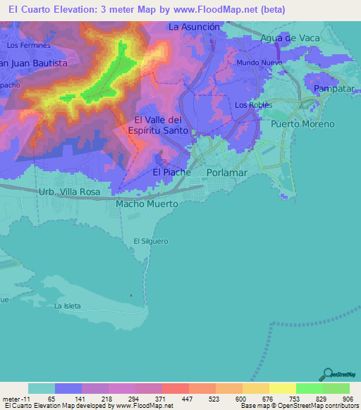 El Cuarto,Venezuela Elevation Map