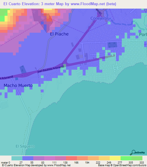 El Cuarto,Venezuela Elevation Map