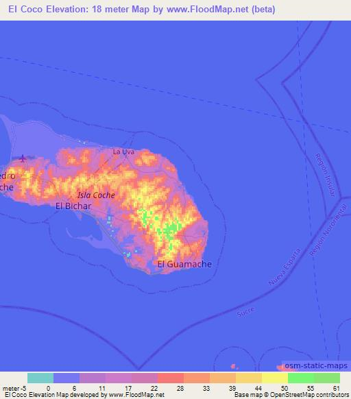 El Coco,Venezuela Elevation Map