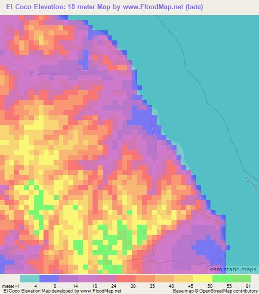 El Coco,Venezuela Elevation Map