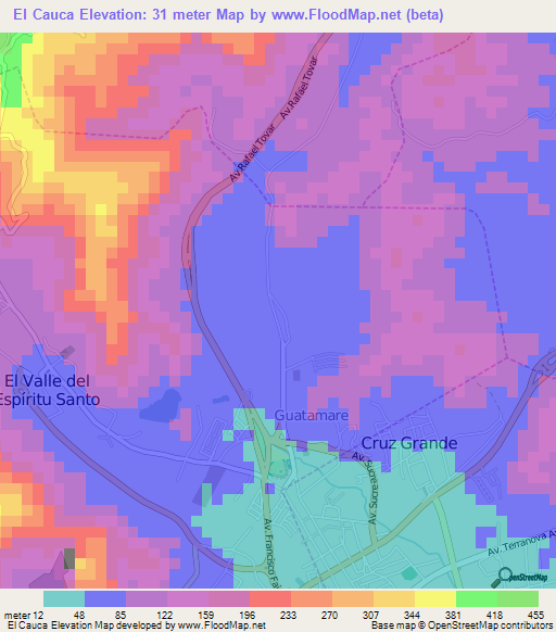 El Cauca,Venezuela Elevation Map