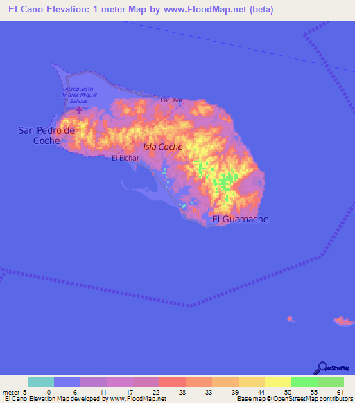 El Cano,Venezuela Elevation Map