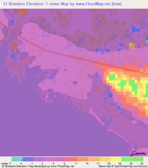 El Botadero,Venezuela Elevation Map