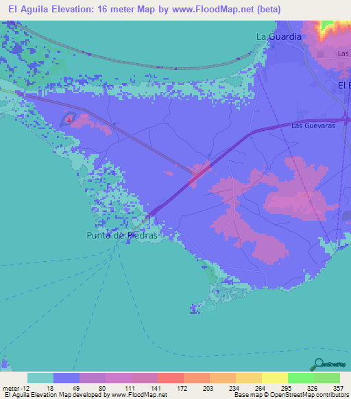 El Aguila,Venezuela Elevation Map