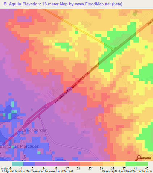 El Aguila,Venezuela Elevation Map
