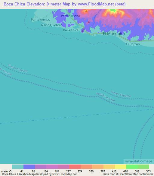 Boca Chica,Venezuela Elevation Map