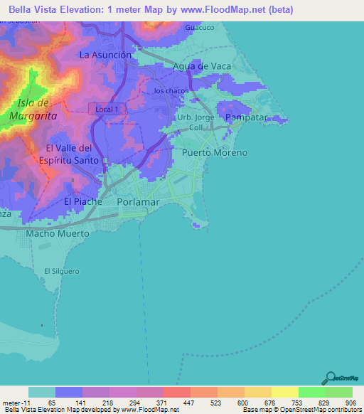 Bella Vista,Venezuela Elevation Map
