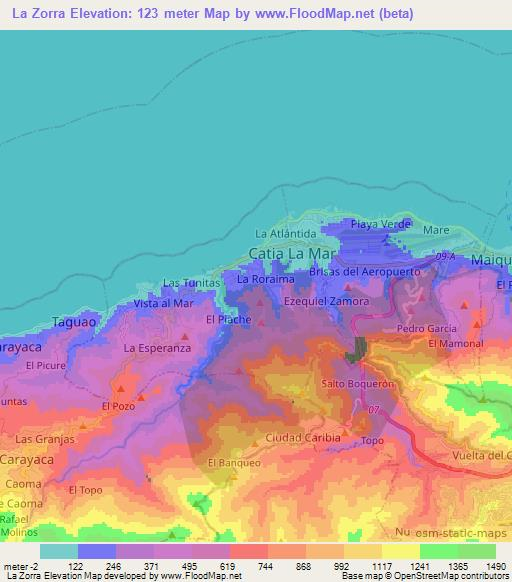 La Zorra,Venezuela Elevation Map