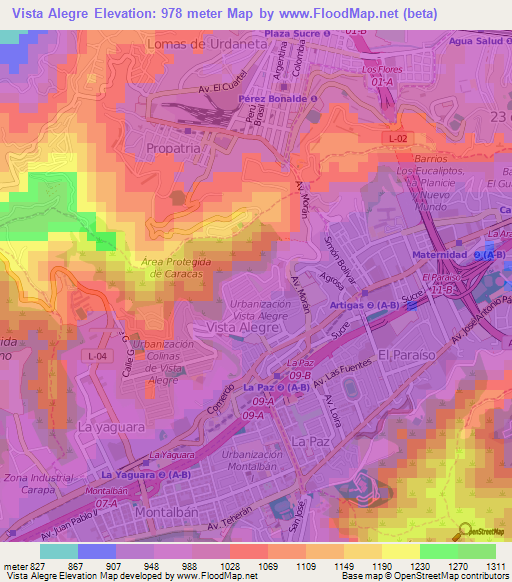 Vista Alegre,Venezuela Elevation Map