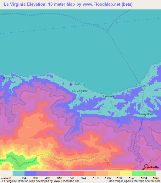 La Virginia,Venezuela Elevation Map