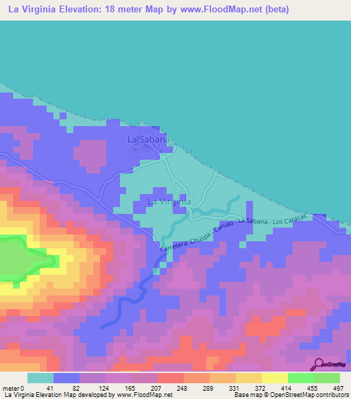 La Virginia,Venezuela Elevation Map