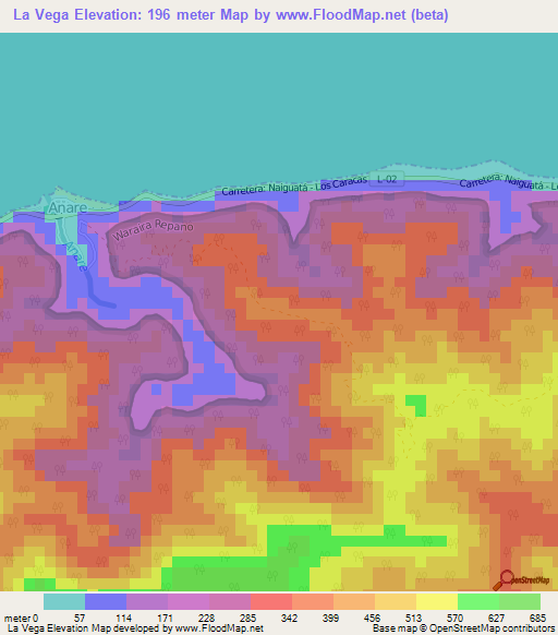 La Vega,Venezuela Elevation Map