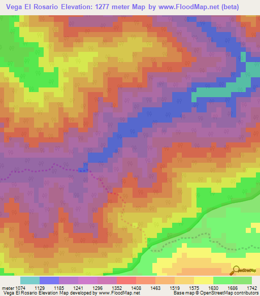 Vega El Rosario,Venezuela Elevation Map