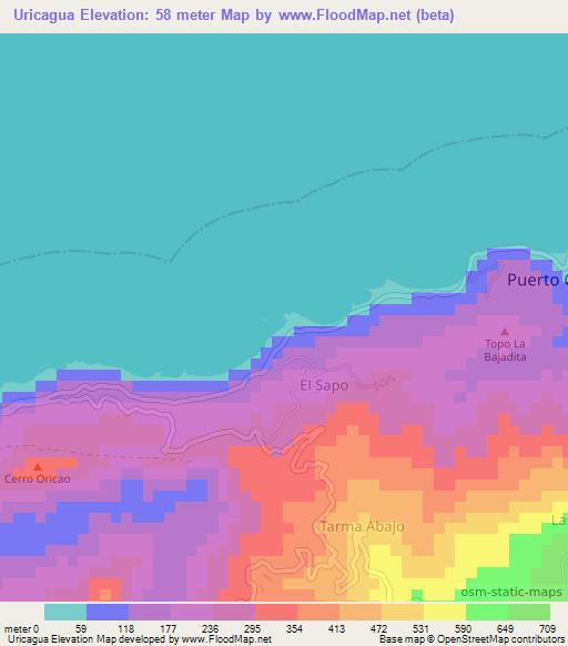 Uricagua,Venezuela Elevation Map