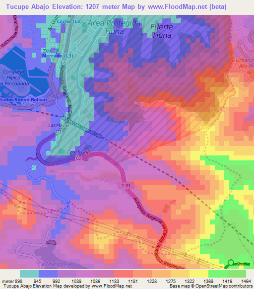 Tucupe Abajo,Venezuela Elevation Map