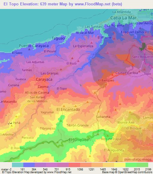 El Topo,Venezuela Elevation Map