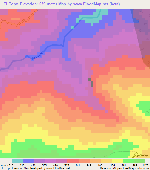 El Topo,Venezuela Elevation Map