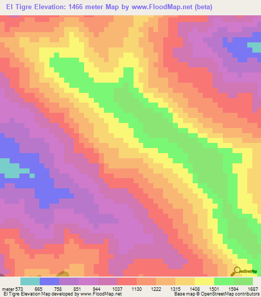El Tigre,Venezuela Elevation Map
