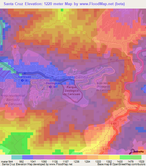 Santa Cruz,Venezuela Elevation Map