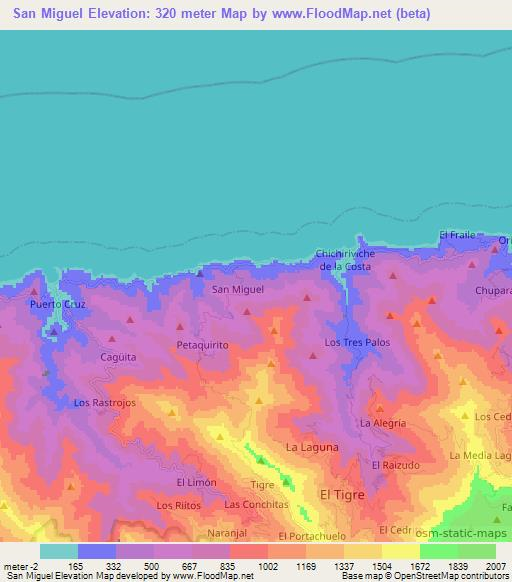 San Miguel,Venezuela Elevation Map
