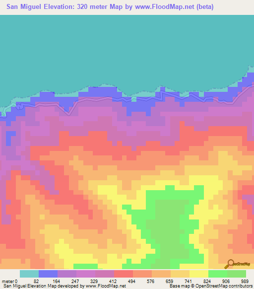 San Miguel,Venezuela Elevation Map