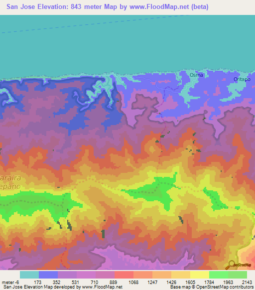 San Jose,Venezuela Elevation Map