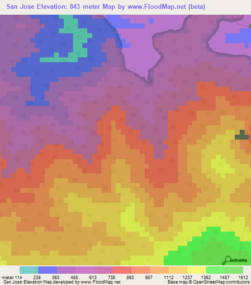 San Jose,Venezuela Elevation Map