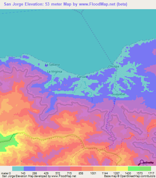 San Jorge,Venezuela Elevation Map