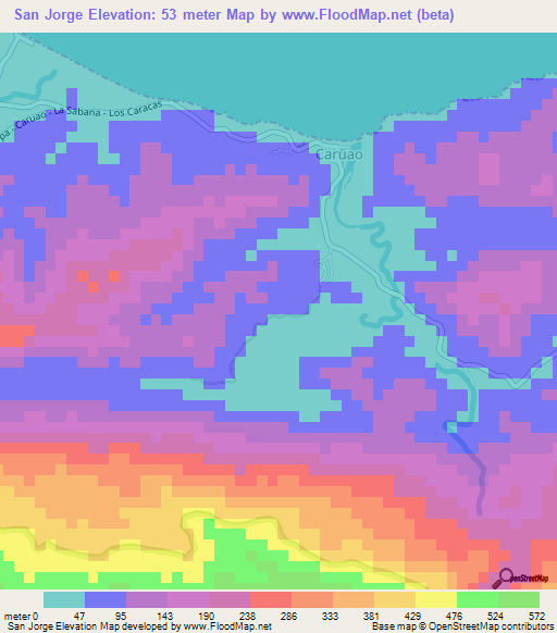 San Jorge,Venezuela Elevation Map