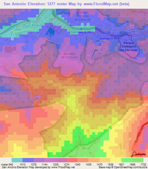 San Antonio,Venezuela Elevation Map