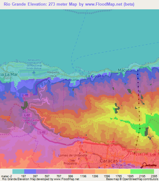 Rio Grande,Venezuela Elevation Map