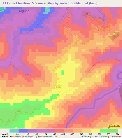 El Pozo,Venezuela Elevation Map
