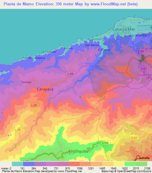Planta de Mamo,Venezuela Elevation Map