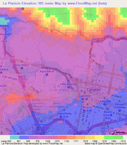 La Planicie,Venezuela Elevation Map